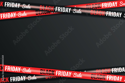 Red and black ribbons for black friday sale on black background vector set. Crossed ribbons. Big sale. Banner with red ribbons. Flyer for promotion, shopping. Graphic element