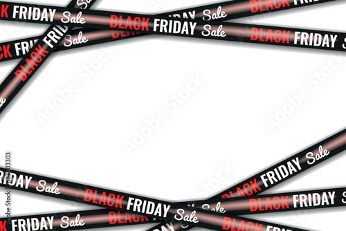 Black ribbons for black friday Big sale Vector set. Realistic Crossed ribbons. Big sale. Banner with red ribbons. Flyer for promotion, shopping. 