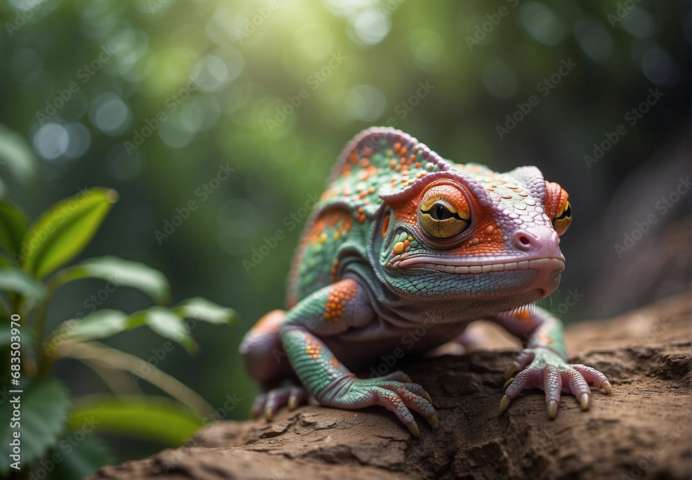 Fototapeta premium chameleon, in the wild, natural habitat.