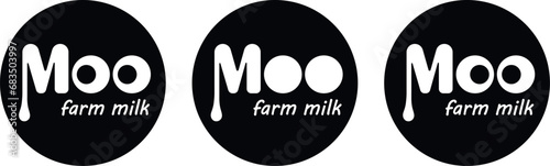 A simple logo for a cow's milk brand. Milk splash logo, dairy products icon. Vector white splashes and white Milk lettering on blue background. Vector illustration EPS10