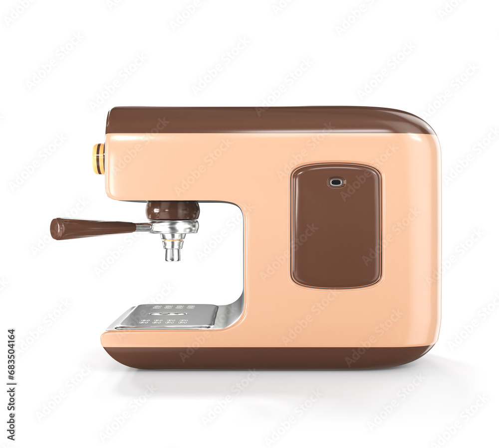 3D render cartoon coffee machine icon isolated on a white background