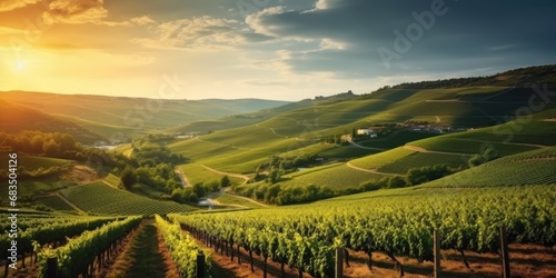 Beautiful landscape of Vineyards in European region in summer season comeliness photo