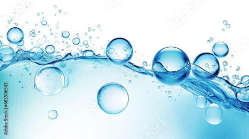 Water Wave With Bubbles on white background