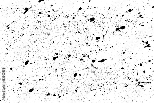 Distressed black texture. Dark grainy texture on white background. Dust overlay textured. Grain noise particles. Grunge design elements. Vector illustration.