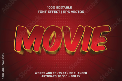 Movie editable vector text style effect