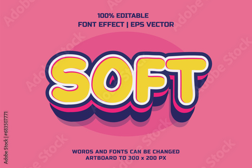 Soft 3d editable vector text style effect