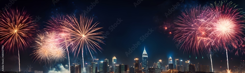 Amazing new year fireworks over the city.