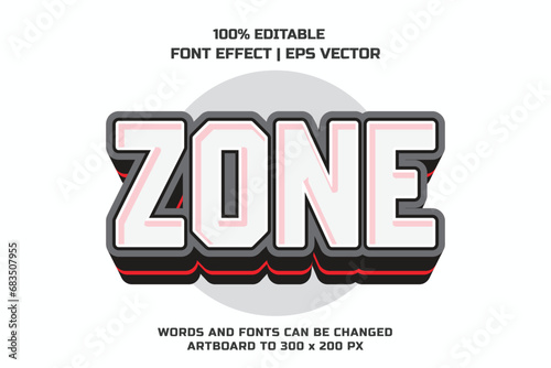 Zone 3d editable vector text style effect.