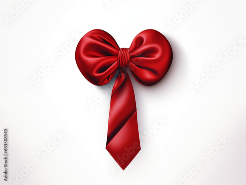 Concepto lazo de regalo a modo de corbata rojo vino intenso rubí vivo visto de frente, tarjeta regalo postal, diseño, ilustración, boceto photo