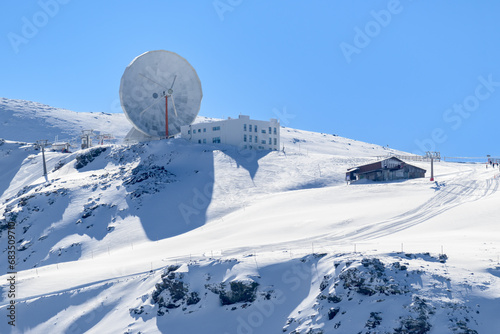 radar, sierra nevada ski resort observatory, granada, andalusia, spain,