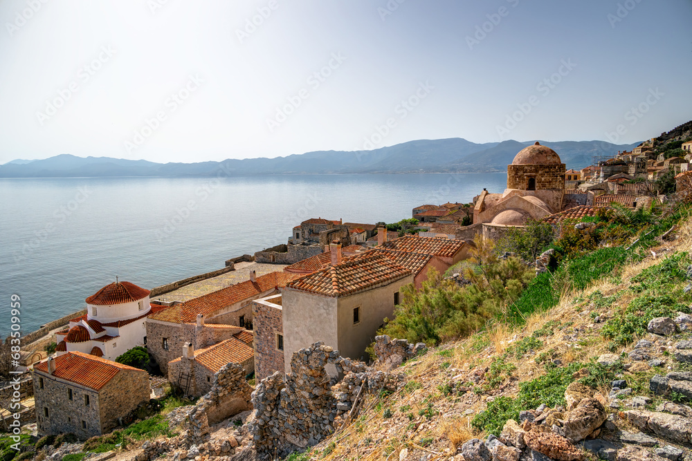 Fototapeta premium Monemvasia’s castletown, in Peloponnese Greece