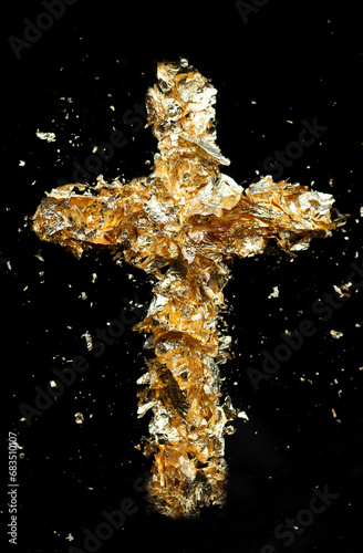 golden cross on black background