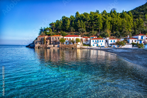 Beautiful village of Kyparissi with clear transparent waters, in Peloponnese Greece photo