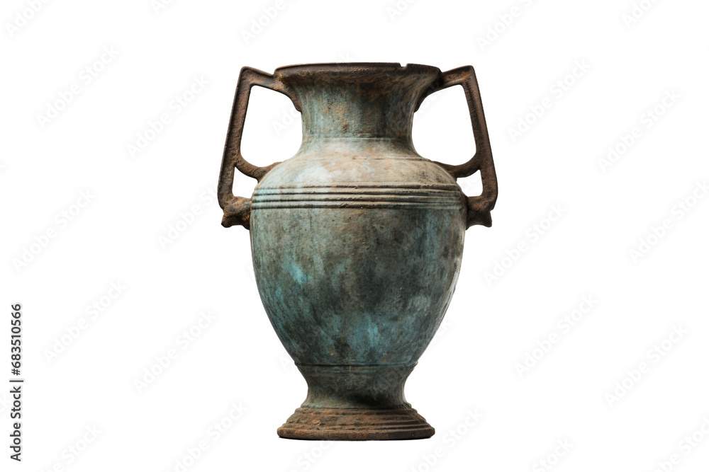 Antique Ceramic Amphora Vase on transparent Background