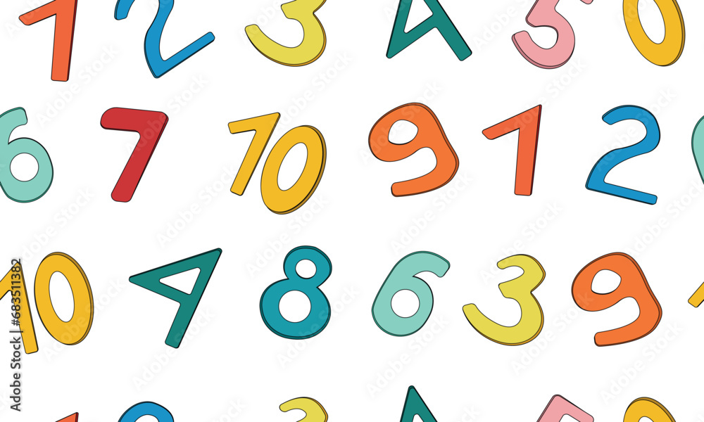 Numbers cartoons pattern over white background. vector illustration Numbers cartoons pattern over white background. vector illustration