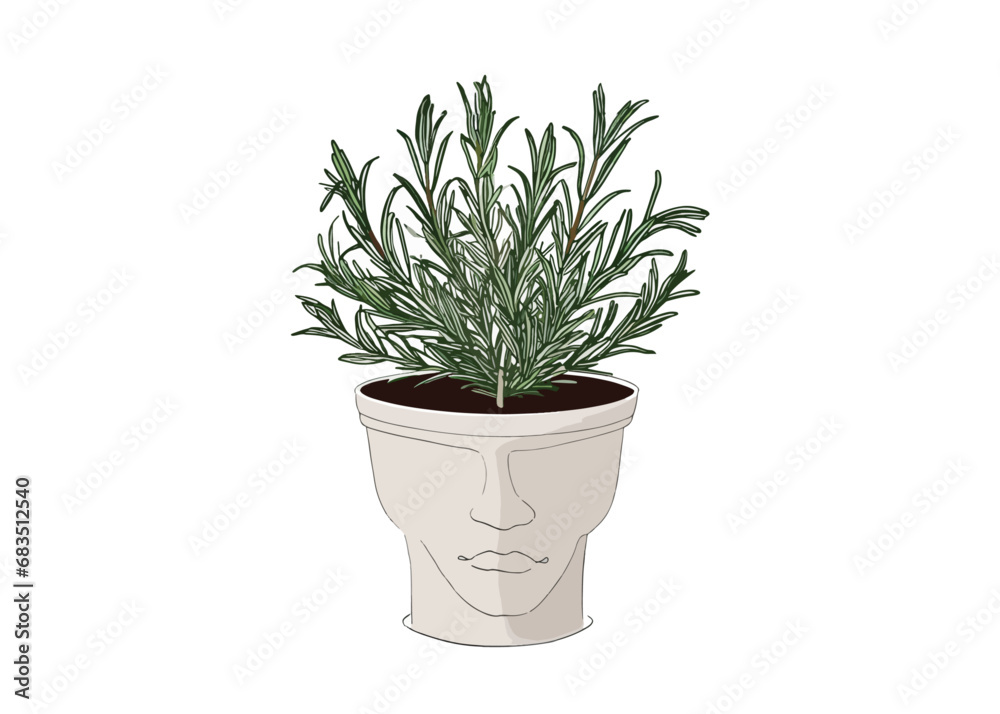 Obraz premium Rosemarie hair loss treatment vector illustration concept