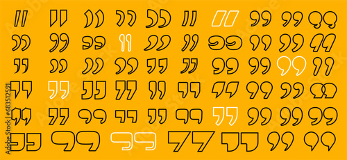 quote mark of set, quotation marks black icon and speech mark symbol. Talk bubble speech icon. graphic design big collection quotes for comment or punctuation sign vector illustration icons 
