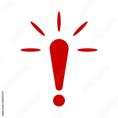 Exclamation mark. Red vector warn sign. Caution or attention icon. Exclamation danger sign.