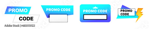 Promo code tag vector banner. Discount coupon template. Promocode sale discount ticket.