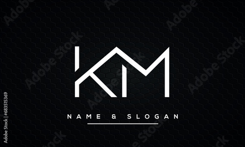 Alphabet Letters KM or MK Logo Monogram