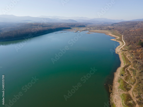 Aerial view of Ogosta Reservoir, Bulgaria