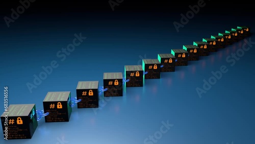 Animated 3D  blockchain sequence