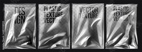 vector illustration. texture transparent stretched film polyethylene. vector design element graphic rumpled plastic warp
