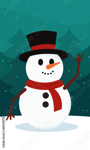 Cute snowman christmas character Vector © DAVIDS