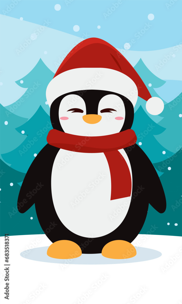 Cute penguin christmas character Vector