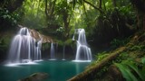 waterfall in the forest.Created with Generative Ai technology