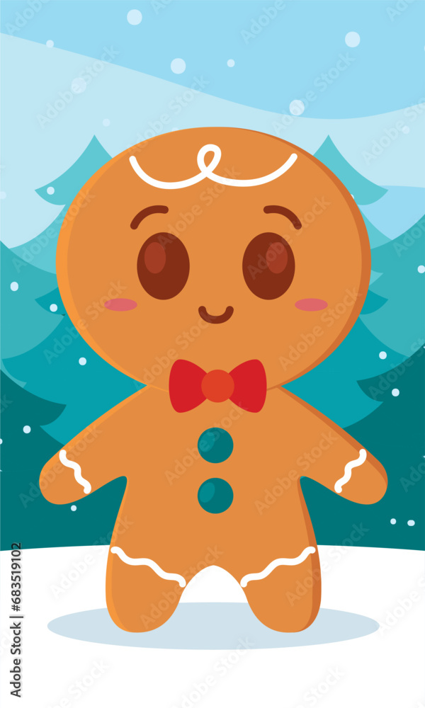 Cute gingerbread cookie christmas character Vector Cute gingerbread cookie christmas character Vector