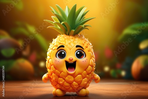 Adorable & Cute Pineapple Playful Fruit Character Toy Brings Happiness