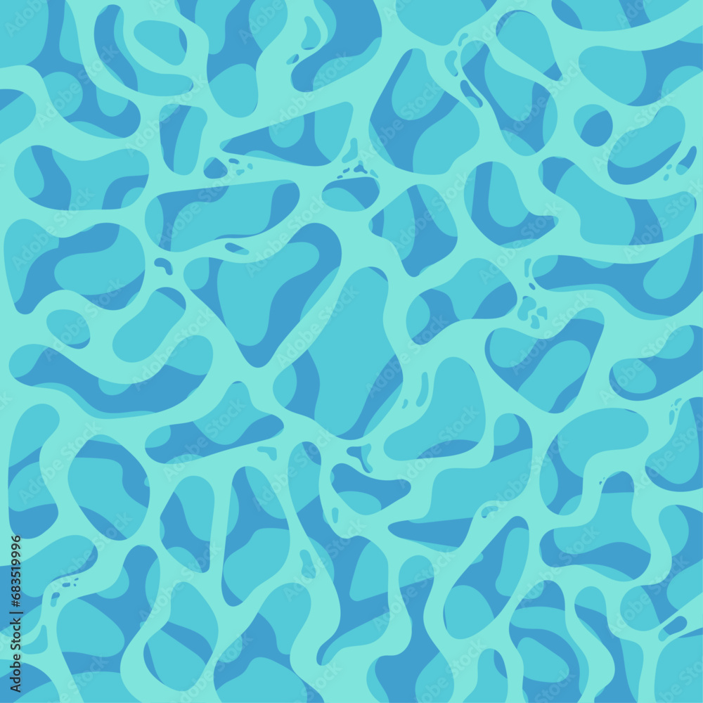 Summer sea, water texture background. Shining blue water ripple pool abstract vector illustration