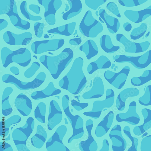 Summer sea, water texture background. Shining blue water ripple pool abstract vector illustration