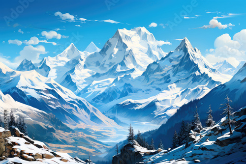 mountains in winter snow capped mountains