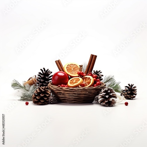 Spices collection, Christmas decoration. Igredients for mulled wine isolated on white background