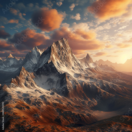 3d rendered photo of mountains made with generative AI