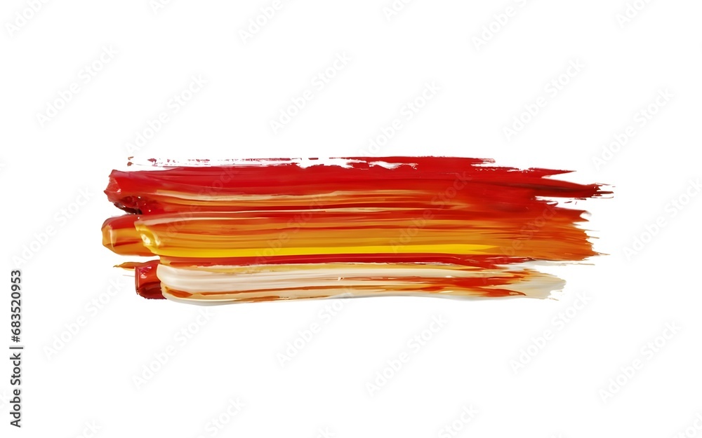 red, orange paint brush stroke, white background, isolated
