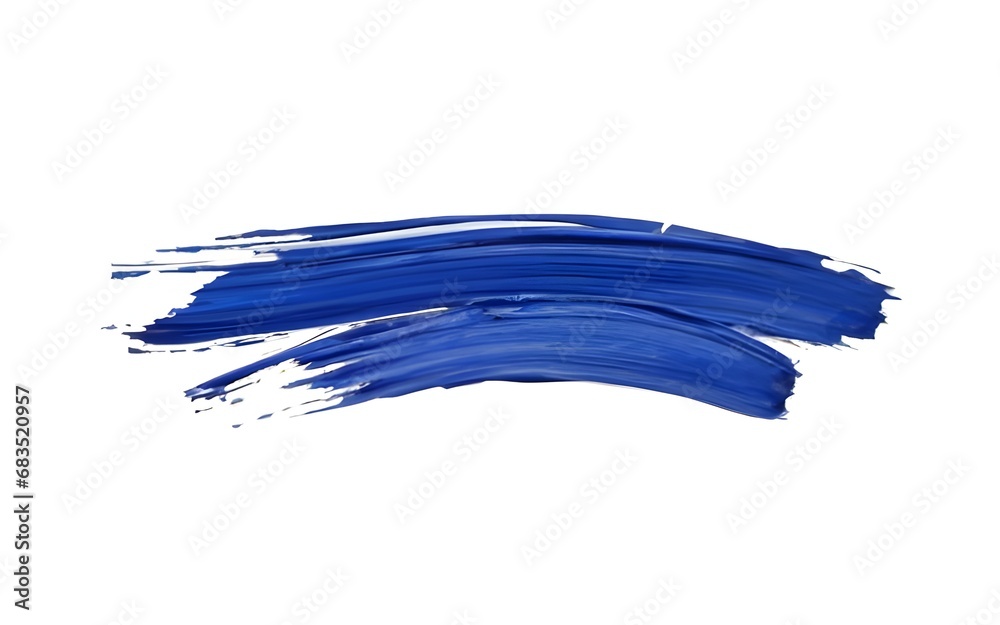 blue paint brush stroke, white background, isolated.