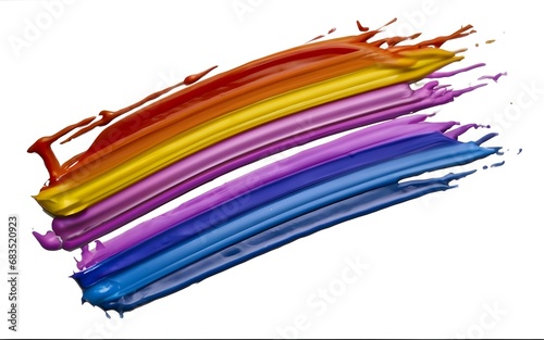 Rainbow paint brush strokes in white background, isolated, colorful stripes, lgbtq+ flag concept.