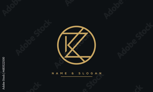 Alphabet Letters KZ or ZK Logo Monogram