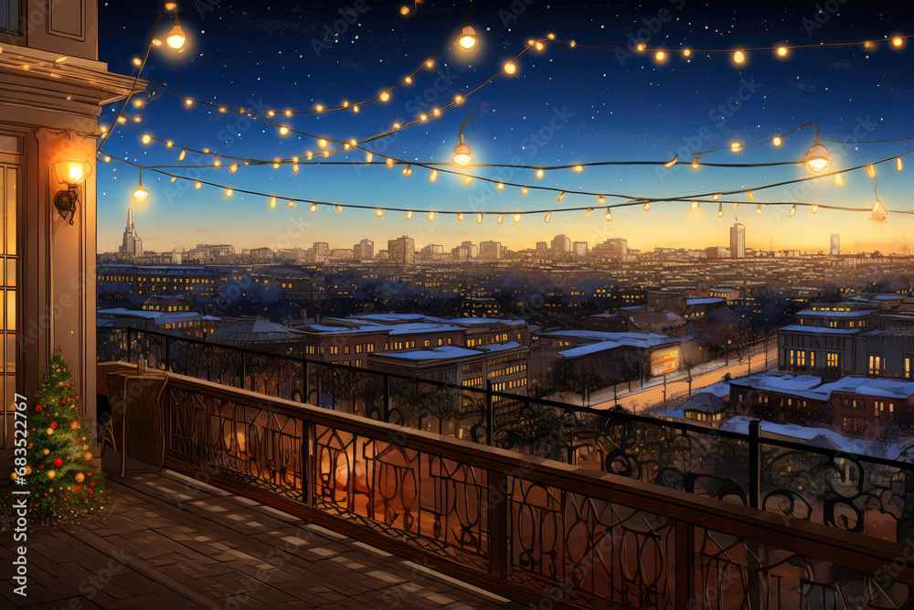 Christmas Magic: Urban Terrace View