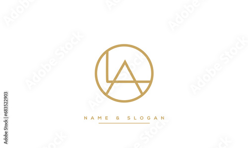 Alphabet Letters LA or AL Logo Monogram