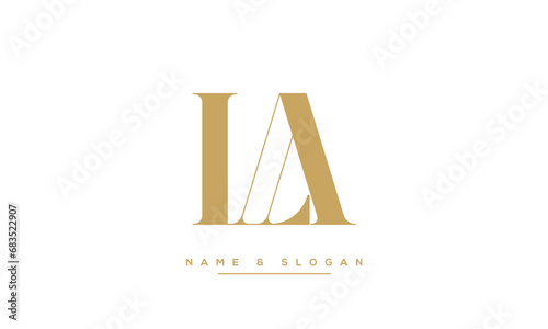 Alphabet Letters LA or AL Logo Monogram