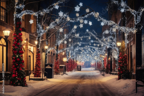Glowing Cityscape Amidst Holiday Splendor © Andrii 