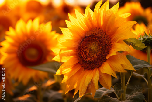 Radiant Sunflowers in Morning Glow