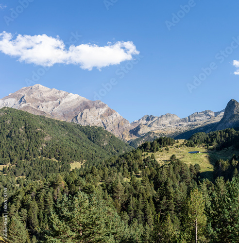Poset Massif in Spanish pyrenees from valley of Chistau.