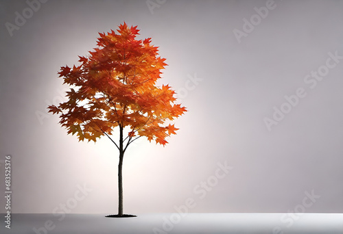 autumn maple tree in minimal style