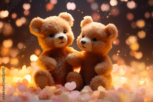 Whimsical Teddy Bear Love: Papercut Hearts & Confetti Celebration © Andrii 