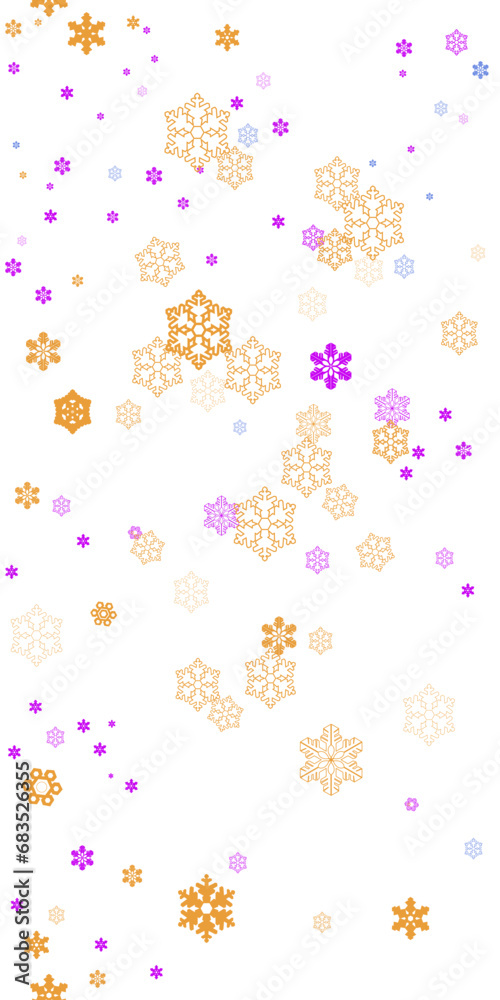 seamless pattern depicting multi-colored snowflakes on a white background